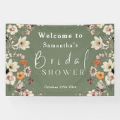 Rustikales Boho Wildblume Sage Green Brautparty Banner (Horizontal)