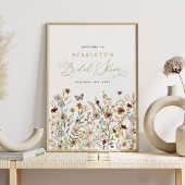 Rustikales Boho Wildblumen Brautparty Willkommen Poster