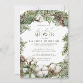 Rustikales Boho Winter Greenery Pinecone Brautpart Einladung (Vorderseite)