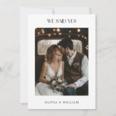 Rustikales Boho Wir haben Ja Budget Hochzeit Foto  Ankündigung (Vorderseite)