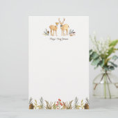 Rustikales Boho Woodland Deh Couple Watercolor Briefpapier (Stehend Vorderseite)