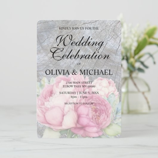 Rustikales bohrosa Blumengestein Einladung zur Hoc (Stehend Vorderseite)