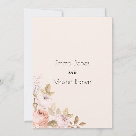 Rustikales bohrosa Korallenvogel Blumenthema Hochz Einladung (Rückseite)