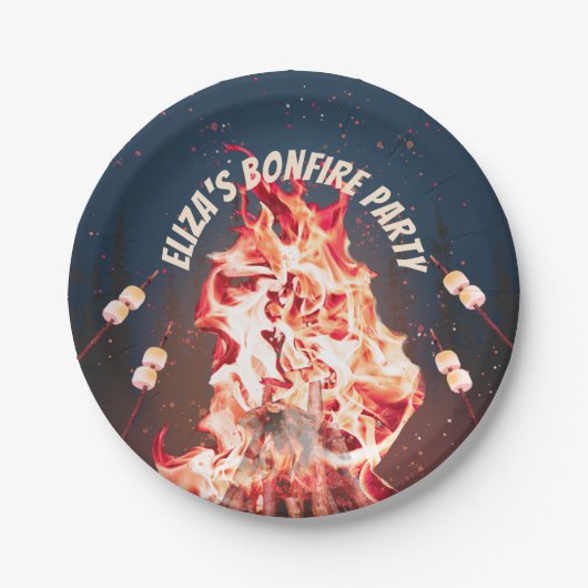 Rustikales Bonfire and Marshmallows Paper Plate Pappteller (Vorderseite)