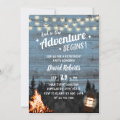 Rustikales Bonfire Lantern Dusty Blue Barriere Pen Einladung (Vorderseite)