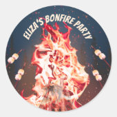 Rustikales Bonfire und Marshmallows Party Stickers (Vorderseite)