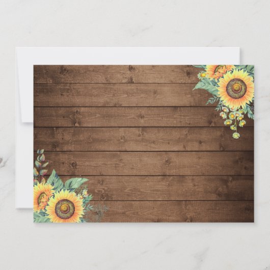 Rustikales Boots String Lights Sonnenblumen Brautp Einladung (Rückseite)