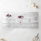 Rustikales Bordeaux Weinverkostung Brautparty Dreifach Gefaltete Einladung (Innenseite)