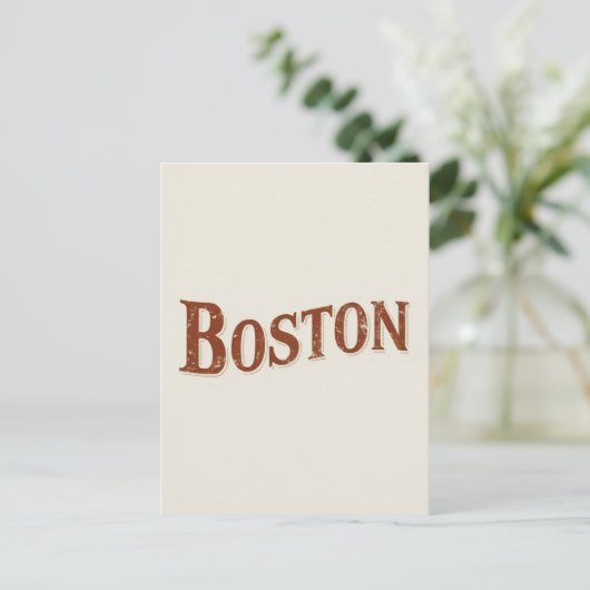 Rustikales Boston-Design Postkarte (Stehend Vorderseite)