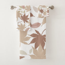 Rustikales Botanisches Ahorn-Blätter Muster Herbst Badhandtuch Set