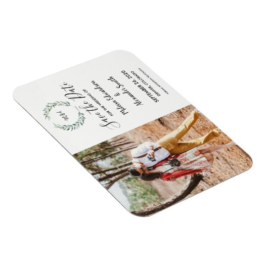 Rustikales botanisches Aquarell-Blätter Monogramm Magnet (Rechte Seite)