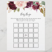 Rustikales Botanisches Baby-Bingo-Duschspiel (Vorderseite)