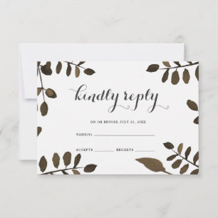 Rustikales botanisches Blätter, das UAWG Wedding RSVP Karte