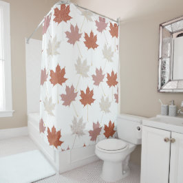 Rustikales Botanisches Blätter Terracotta Duschvorhang