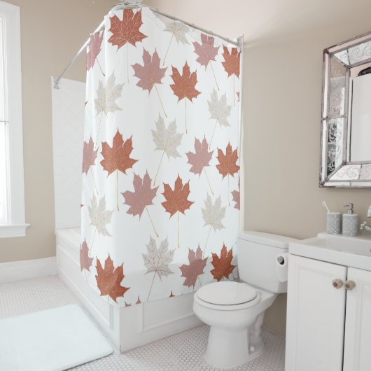 Rustikales Botanisches Blätter Terracotta Duschvorhang (Beispiel)