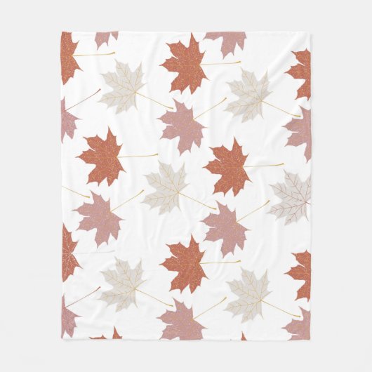 Rustikales Botanisches Blätter Terracotta Fleecedecke (Vorderseite)