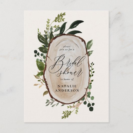 Rustikales botanisches Brautparty Ankündigungspostkarte (Vorderseite)