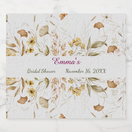 Rustikales botanisches Brautparty anpassen Schaumweinetikett (Einzelnes Label)