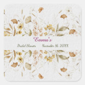Rustikales botanisches Brautparty Anpassen von Pap Quadratischer Aufkleber (Vorderseite)