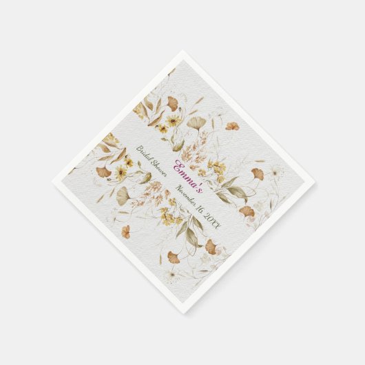 Rustikales botanisches Brautparty Anpassen von Pap Serviette (Ecke)