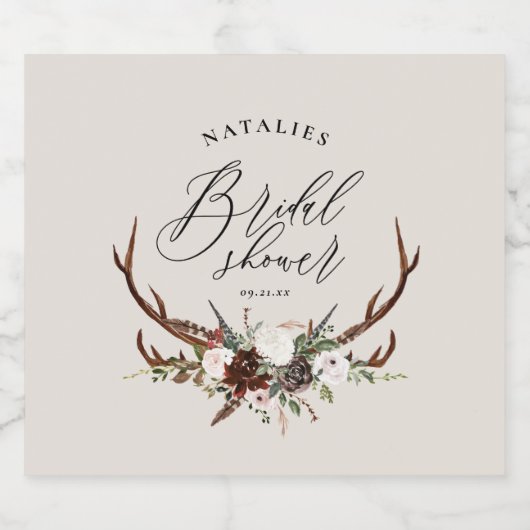 Rustikales botanisches Brautparty Bierflaschenetikett (Einzelnes Label)