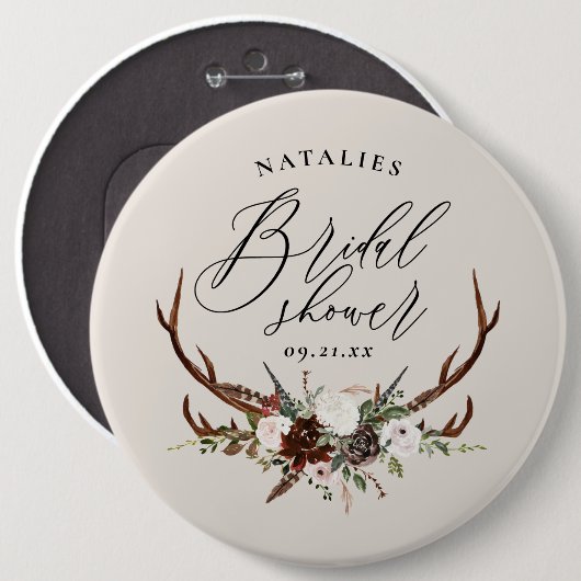Rustikales botanisches Brautparty Button (Vorne & Hinten)