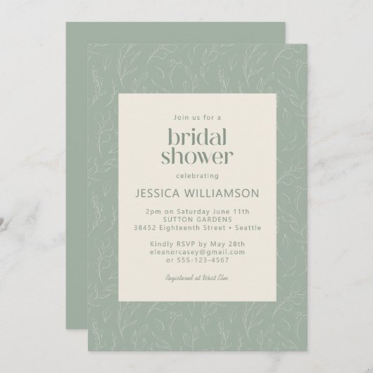 Rustikales botanisches Brautparty Einladung (Vorne/Hinten)