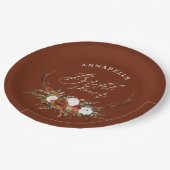 rustikales botanisches Brautparty Pappteller (Schrägansicht)