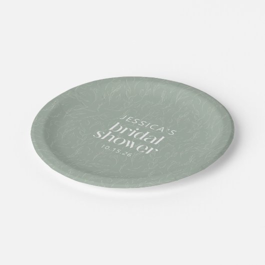 Rustikales botanisches Brautparty Pappteller (Schrägansicht)