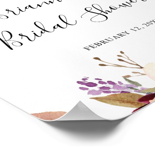 Rustikales botanisches Brautparty Poster (Ecke)