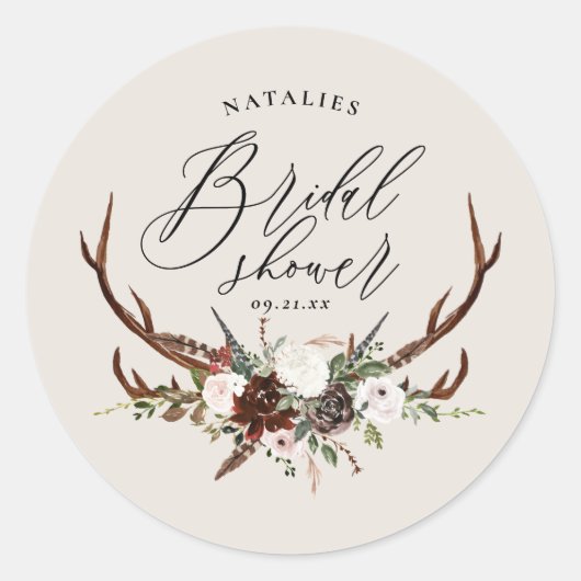 Rustikales botanisches Brautparty Runder Aufkleber (Vorderseite)