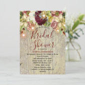 Rustikales botanisches Burgund-Brautparty Einladung