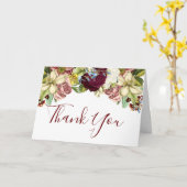 Rustikales Botanisches Burgund Vielen Dank Karte (Gelbe Blume)