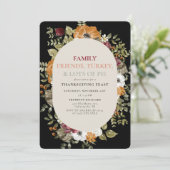 Rustikales Botanisches Erntedank Abendessen Party Einladung (Stehend Vorderseite)