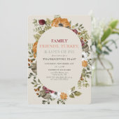 Rustikales Botanisches Erntedank Abendessen Party Einladung (Stehend Vorderseite)