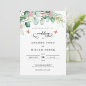 Rustikales Botanisches Eukalyptus Grünes Foto Hoch Einladung (Stehend Vorderseite)