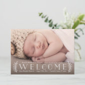 Rustikales botanisches Foto - Geburtsankündigung Ankündigung (Stehend Vorderseite)