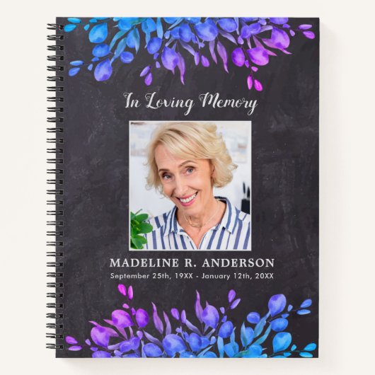Rustikales Botanisches Foto Gedenkstätte Beerdigun Notizblock (Vorderseite)