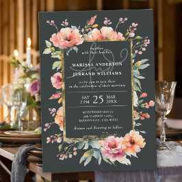 Rustikales botanisches Gartengold-Rahmen Foto Hoch Einladung