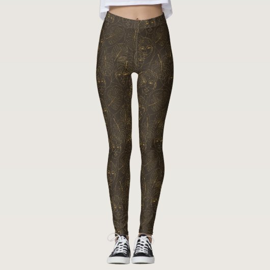 Rustikales botanisches Gesichtslinienmuster (1) Leggings (Vorderseite)