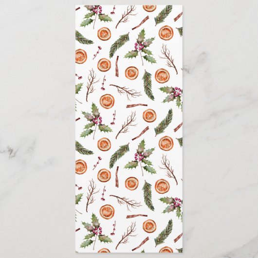 Rustikales Botanisches Hochzeitsmenü Menükarte (Rückseite)