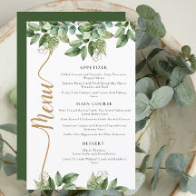 Rustikales Botanisches Hochzeitsmenü von Green & G