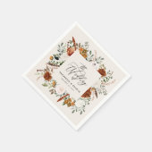 Rustikales Botanisches Hochzeitsskript Terrakotta Serviette (Ecke)