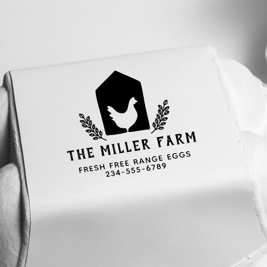 Rustikales botanisches Hühnerlogo Familieneier Permastempel