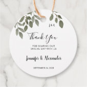 Rustikales botanisches mit Monogramm Danke für Ihr Geschenkanhänger (Vorderseite)