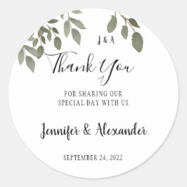 Rustikales botanisches mit Monogramm Danke für Ihr Runder Aufkleber