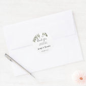 Rustikales botanisches mit Monogramm Danke für Ihr Runder Aufkleber (Umschlag)
