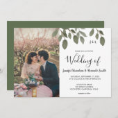 Rustikales botanisches mit Monogramm Foto Hochzeit Einladung (Vorne/Hinten)