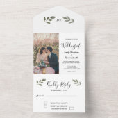 Rustikales botanisches Monogramm-Foto All In One Einladung (Innen Boden)