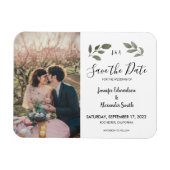 Rustikales botanisches Monogramm-Foto Save the Dat Magnet (Horizontal)